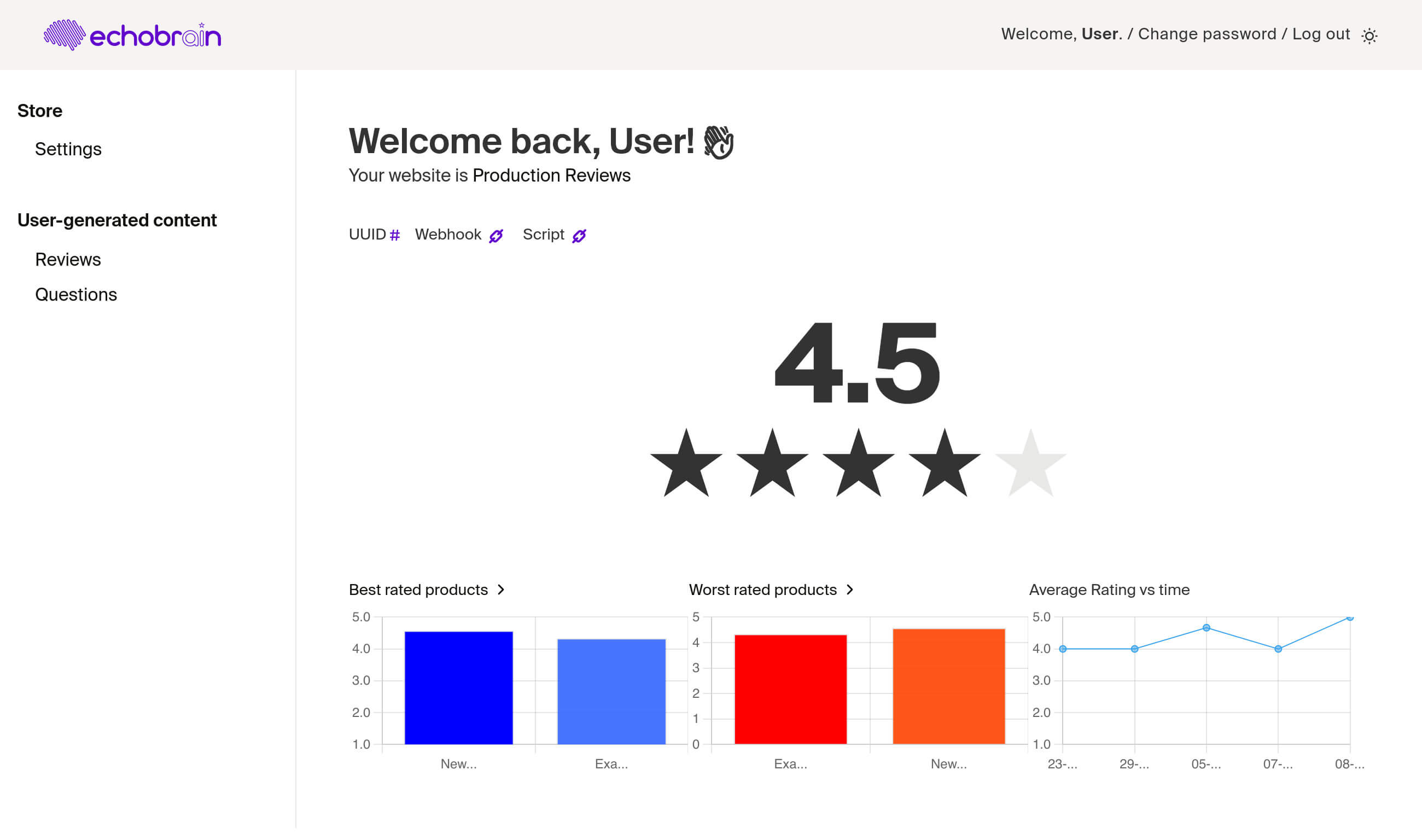 EchoBrain dashboard welcome