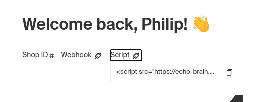 Shop ID and Script in EchoBrain dashboard