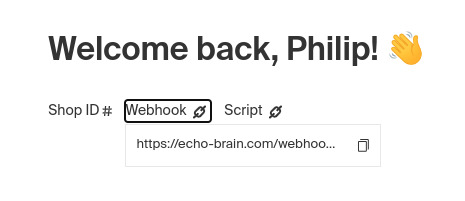 Webhook URL in EchoBrain dashboard