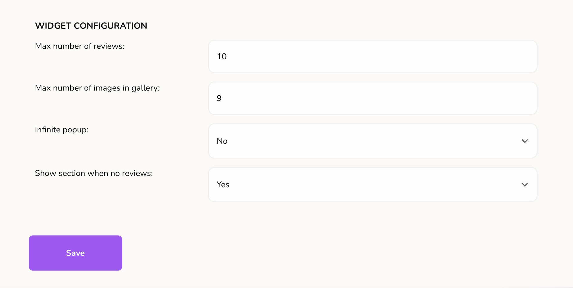 Echobrain Widget configuration