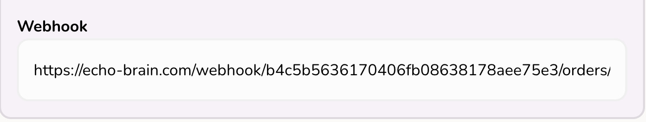 Webhook URL in EchoBrain dashboard
