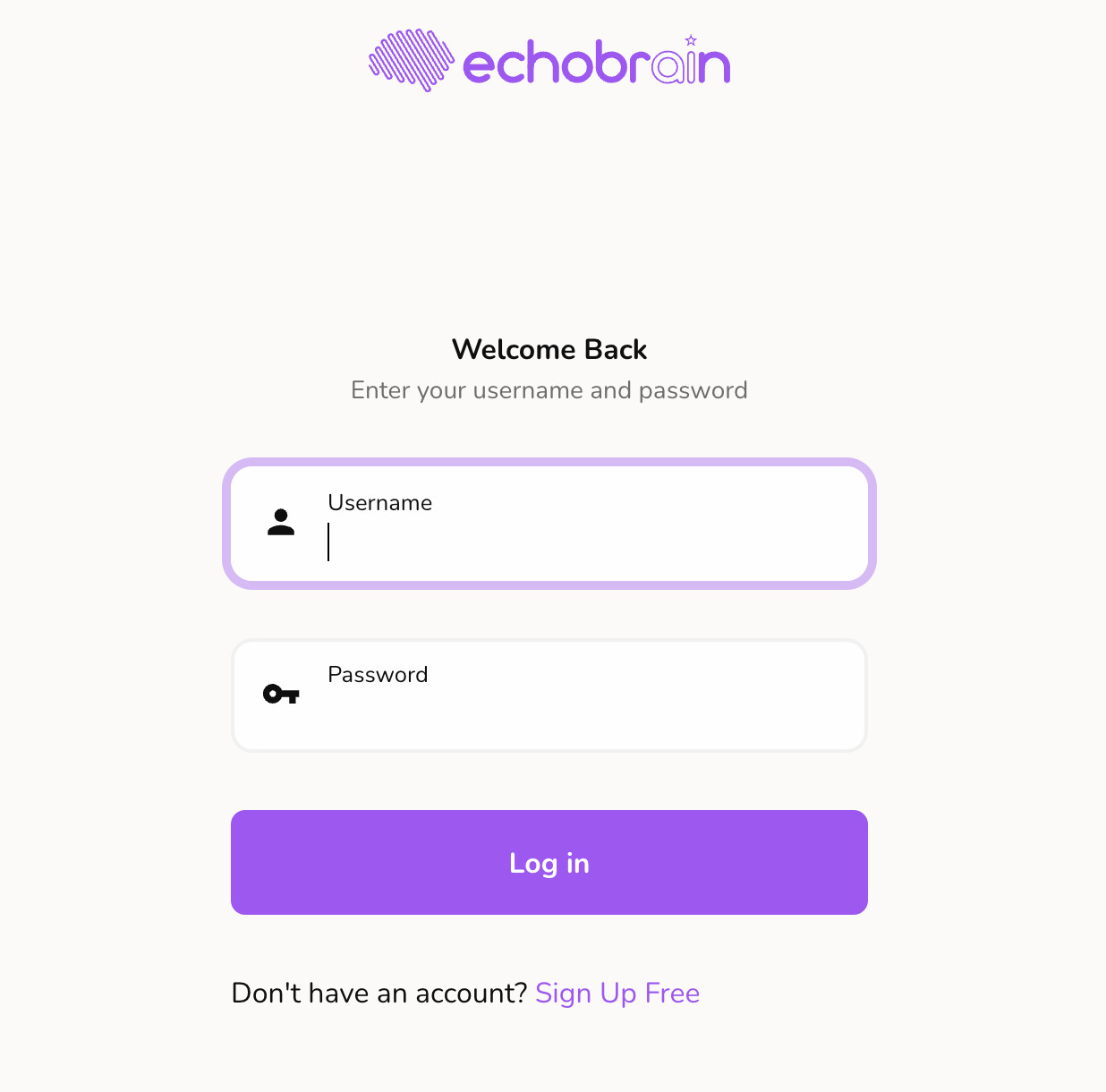 EchoBrain login page