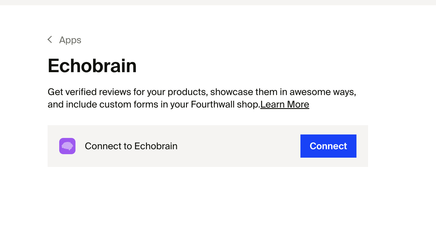 Fourthwall EchoBrain connect page